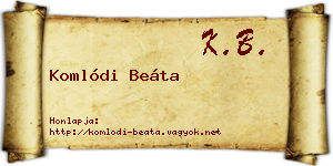 Komlódi Beáta névjegykártya
