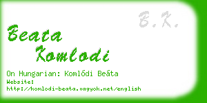 beata komlodi business card